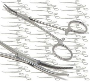 Dental Locking Forceps 5&#034; Curved Hemostat Surgical Veterinary New 100 Pcs