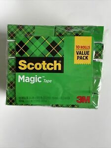 3M Scotch Magic Tape, 3/4 IN x 800 IN 19mm 20.3m ea Roll. Pack Of 10 Rolls
