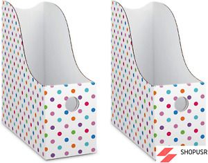 Sturdy Cardboard Magazine File - (2 Pack, Polka Dots), Cheerful Design