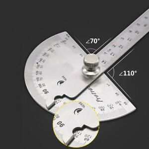 Stainless Steel Round Head Rotary Protractor Angle Ruler Gauge Measuring Tool
