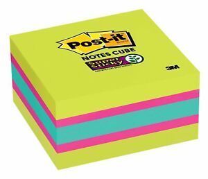 Post-itSuper Sticky Notes Cube, 3&#034; x 3&#034;, Bright Colors 360 Sheets/Cube