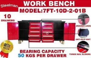 Steelman 10 Drawer 7ft Work Bench Tool Box Storage Cabinet