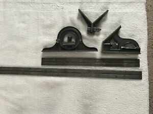 Vintage The L.S.Starrett 12&#034; &amp; 18’ Combination Square Set Very Rare