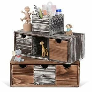 Rustic Desk Drawers Organizer with 6 Drawers Wooden Desktop Craft Art Supplies