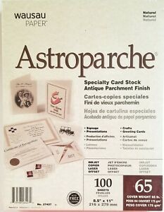 Astroparche Antique Parchment Finish Cardstock 65 lbs - 100 Sheets 8.5” X 11”