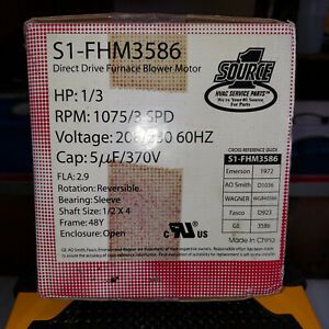 Source 1 S1-FHM3586 Reversible Blower Motor 1075 RPM