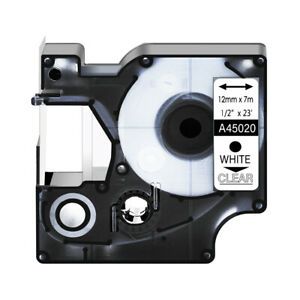 1PK White on Clear Fits DYMO D1 45020 LabelWriter 450 400 DUO Label Tape 1/2in