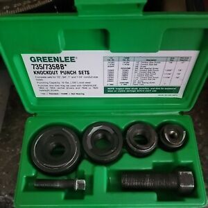 Greenlee 735BB Ball Bearing Knockout Punch Set Complete 1/2 &#034;, 1&#034;, 3/4&#034;, 1 1/4&#034;