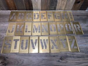 Vintage Interlocking Brass Letters, Numbers, Etc. Size 5” Stencil Set