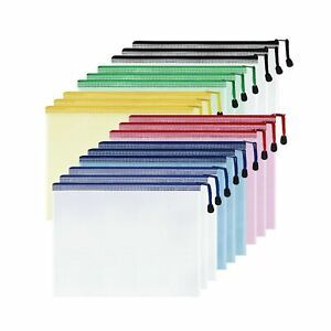 SUNEE Plastic Mesh Zipper Pouch 7x11 in (6 Colors, 18 Packs),Extra Large Wate...