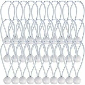 30 Pcs Bungee Cords with Balls 4 inch White Ball Bungees Heavy Duty Tarp Bungee