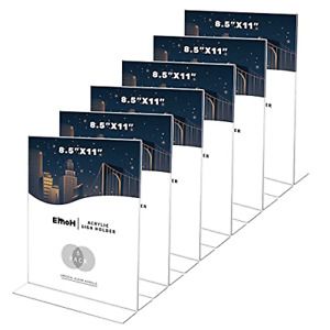 6 Pack EmoH Slant Back Acrylic Sign Holder -Plastic Display Stand Premium Ad for