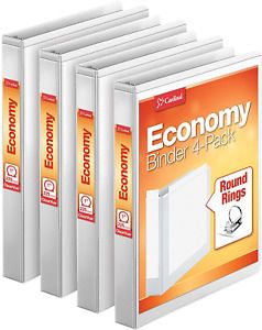 Cardinal Economy 3 Ring Binder, 1 Inch, Presentation View, White, Holds 225 PVC