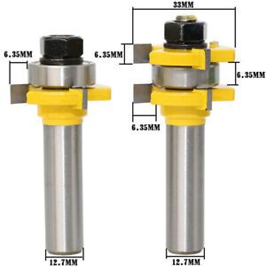 2pcs 8mm Shank Joint Assemble Router Bits Tongue &amp; Groove T-Slot Milling Cutter