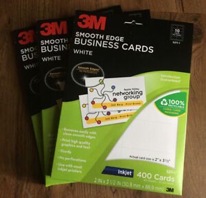 1200 Count 3M Smooth Edge Business Cards White Inkjet 1000  Free Priority Ship