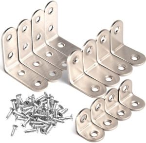 WXJ13 3 Sizes Corner Brackets Right Angle Brackets L Bracket Heavy Duty with Scr