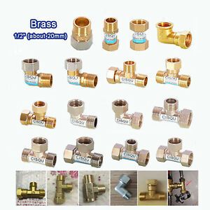 1/2&#034; Brass Compression Pipe Fittings Straight,Elbow,Y-Piece,Tee,Union Connector
