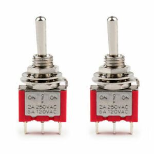 2x Mini 6mm MTS-103 Toggle Switch 3 Pin 3 Position SPDT ON-OFF-ON 5A/125VAC  UA