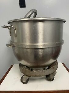 HOBART VML80 LARGE STEEL 80QT. MIXING MIXER BOWL W/ DOUGH HOOK &amp; DOLLY