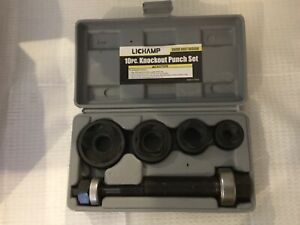 Lichamp 10pc Manual Knockout Punch Kit, Metal Sheet, Die Set
