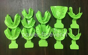 Dental Edentulous Jaw Impression Trays Full Denture Frame Cut Back 18Pcs Green