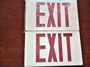 2-Lithonia Plastic Emergency Red Exit Sign Face Plate Covers  7.5&#034; X 12&#034;
