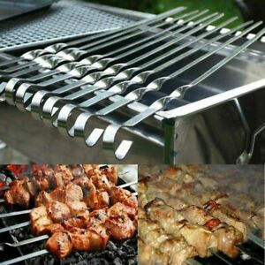 300PC BBQ Barbeque Stainless Steel Shish Skewers Kebab Flat Long Grill Sticks