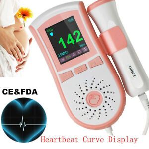 LCD Display Baby Doppler Prenatal Heart Monitor Handheld Type 3MHZ Probe Pink US