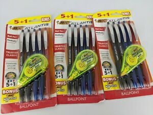 bic atlantis pens with whiteout ( lot of 3)