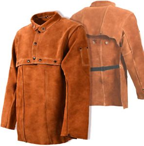 Leaseek Leather Welding Jacket - Heavy Duty Welding Apron with Sleeve