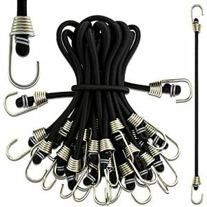 Small Bungee Cords with Hooks - 15 Pcs Durable Mini Bungee Cords with Hooks, 9&#034;