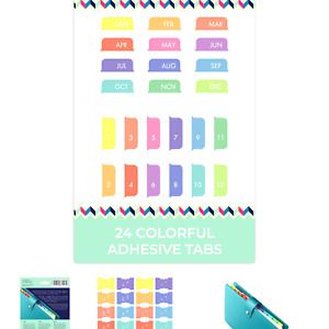 Sticky Adhesive Tabs - Months &amp; Numbers - Designed for The LUX PRO A5 &amp; Compa...