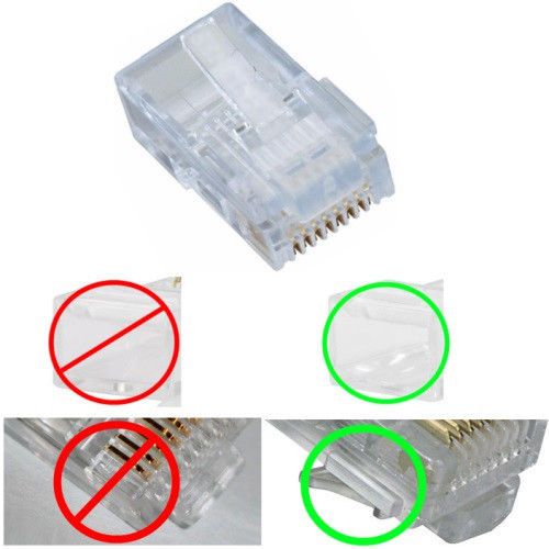 Lot10 keyed stranded wire key rj45 crimp-on cable end 8p8c modular connector$sh for sale