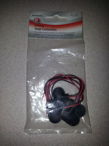 Radioshack 9v battery snap connectors pkg. of 5, 270-325, brand new color coded for sale