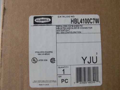 HUBBELL HBL4100C7W 100-AMP CONNECTOR 480V 3P 4W