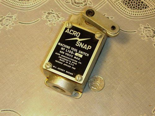 Acro Snap Machine Tool  Switch No. L100  Max Voltage 600V M.L. Jeffery Design