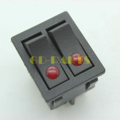 10PCS DPDT ON OFF AC Power Rocker Swtich With Red Cat Eye Lamp 250V 15A/125V 20A