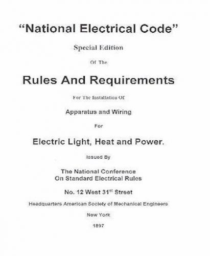 1897 National Electrical Code Photocopy &#034;First NEC&#034;