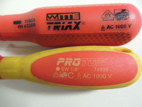 WITTE  &amp; PROTOP Insulated 1000V PHILIPS SCREWDRIVER &amp; 1/8 NUT DRIVER