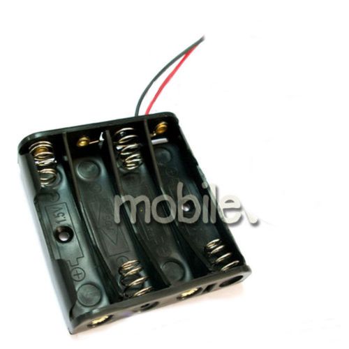 100x Holder Box Case 4 AAA 3A Battery Cell Clip 6V Lead