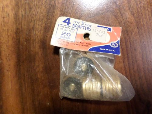 Vintage 4 Type &#034;S&#034; Fuse Adapters Snapit use w/ 20A OR 25A MADE IN USA