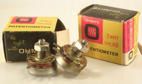 Ohmite 2 Watt Type AB Potentiometer Pair CLU-1031Made in USA New Old Stock