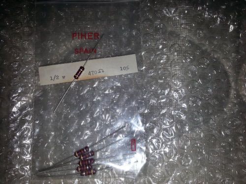 Piher Spain 470 ohm 1/2 Watt Carbon Film Vintage Resistors (6) Pack