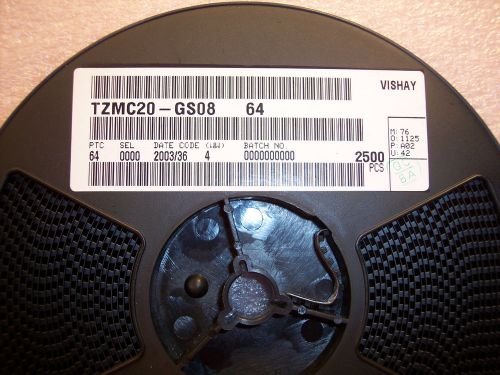 Qty (2500) tzmc20gs08 vishay sod-80 mini melf zener diodes 20v 500mw rohs for sale