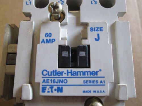 Eaton Cutler Hammer Contactor AE16JNO 600V 60 Amp 120V Coil Size J  Ser A1