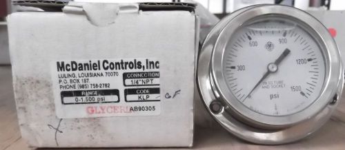 Mcdaniel klp-gf liquid filled pressure 0-1500psi 1/4 in npt gauge for sale
