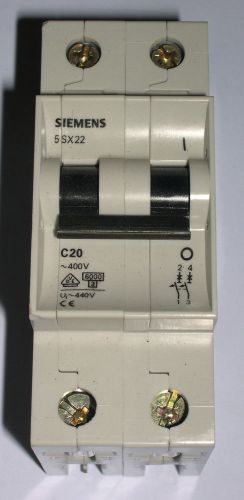 Siemens, 2 pole miniature breaker, 5sx2220-7 for sale