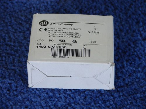 Allen Bradley Miniature Circuit Breaker 2 Pole 1492-SP2D050 SER C 125v 5AMPS