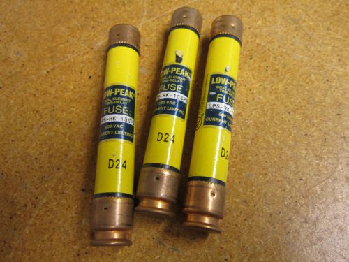 Buss Low-Peak LPS-RK-15SP Fuse 15A 600VAC Dual Element Time Delay (Lot of 3)