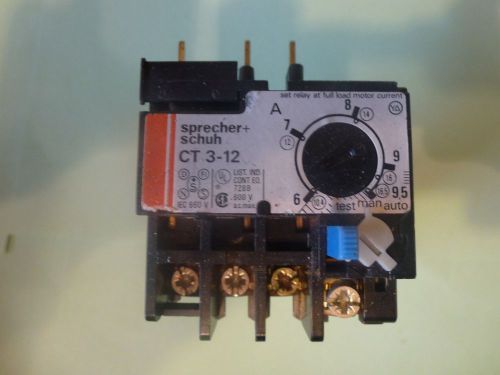 SPRECHER &amp; SCHUH OVERLOAD RELAY CT 3-12: 6 - 9.5A 660V { CT 3-12 } Fast Shipping